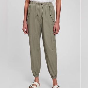 Gap High Rise Linen-Cotton Utility Jogger size L